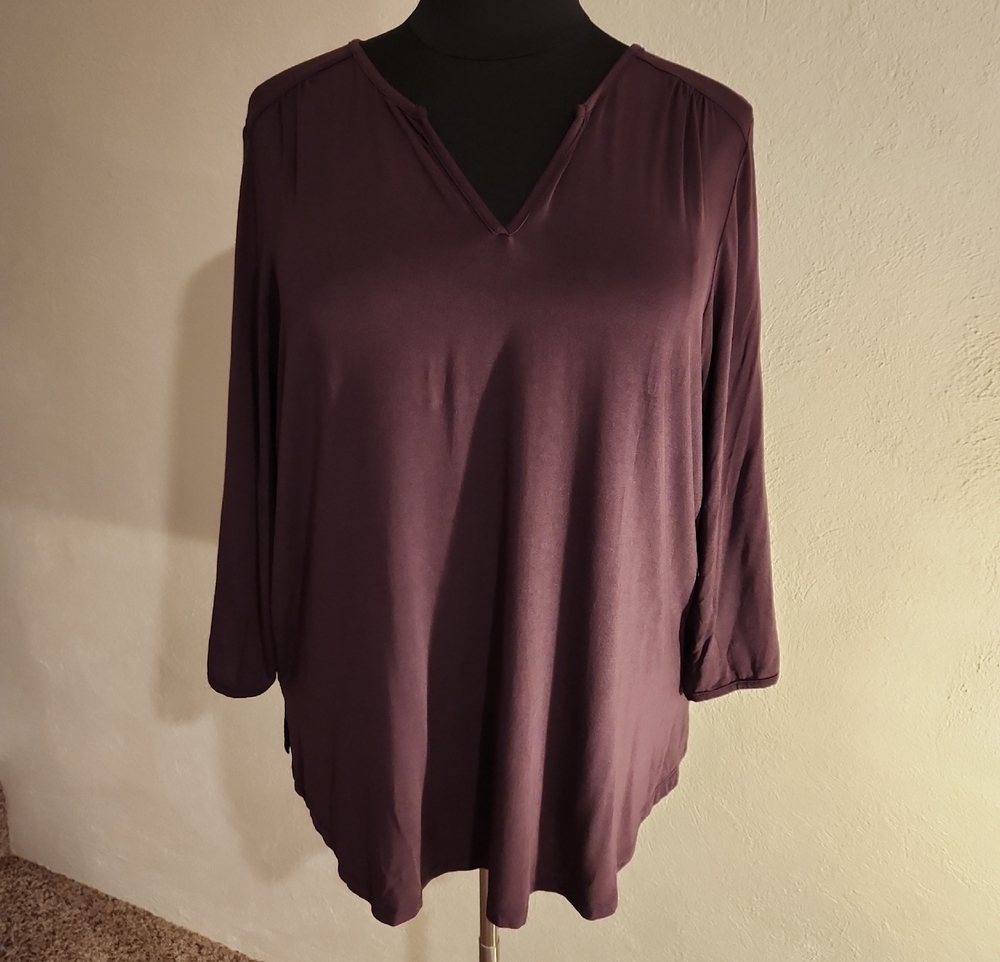 NYDJ Tunic V-Neck Deep Plum Size 2X